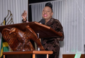 Minister of Culture, Gender, Entertainment and Sport, Hon. Olivia Grange, addresses the Launch of Reggae Month 2024 at Fellowship Tabernacle in Kingston, on Sunday (January 28).

