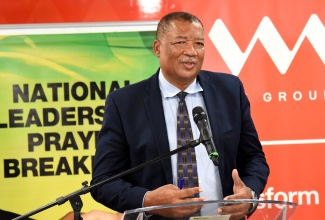 Chairman, National Leadership Prayer Breakfast (NLPB) Committee, Rev. Sam McCook, addresses the media launch of the event on Thursday (January 11) at the Victoria Mutual Group Training Room, Half-Way Tree Road in Kingston.