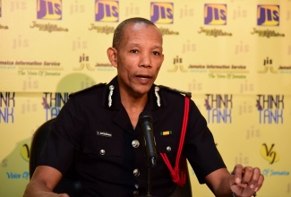 Jamaica Fire Brigade (JFB) Commissioner, Stewart Beckford, addresses a recent Jamaica Information Service (JIS) ‘Think Tank’.

