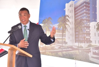 Prime Minister, the Most Hon. Andrew Holness, addresses Tuesday’s (February 20) contract signing and ground-breaking ceremony for phase one of the University Hospital of the West Indies (UHWI) redevelopment project in Mona, St. Andrew.

