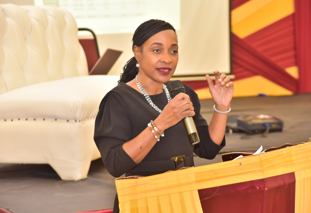 Minister of State in the Ministry of Education and Youth, Hon. Marsha Smith, addresses the audience during a panel discussion at the Leadership Development Alliance’s inaugural summit on February 22 at the University of the West Indies (UWI) Mona campus in St. Andrew.
