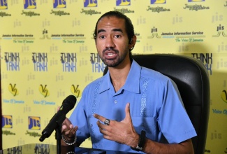 Senior Registrar in Psychiatry at the St. Catherine Health Department, Dr. Jordan Eaton, speaks during a Jamaica Information Service (JIS) ‘Think Tank’ on Thursday (February 22).  

