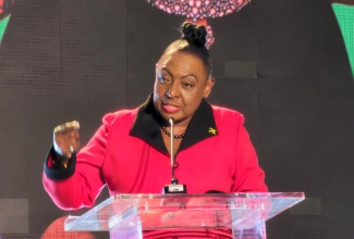 Minister of Culture, Gender, Entertainment and Sport, Hon. Olivia Grange, addresses the Jamaica Creative Career Expo held at the Jamaica Conference Centre, downtown Kingston on Wednesday, February 21. Over 1,000 senior high school and tertiary students as well as creative practitioners and entrepreneurs attended the Expo, organised by the Ministry’s Jamaica Creative Unit.

