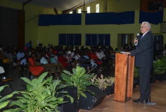 Minister of Justice, Hon. Delroy Chuck, addresses the Ministry’s Restorative Justice Church Service at West Jamaica Conference of Seventh Day Adventists, in Mount Salem, St. James, on Saturday, February 10.