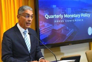 Bank of Jamaica (BOJ) Governor, Richard Byles, addresses the BOJ’s semi-virtual Quarterly Monetary Policy Report Press Conference on Wednesday (February 21).

