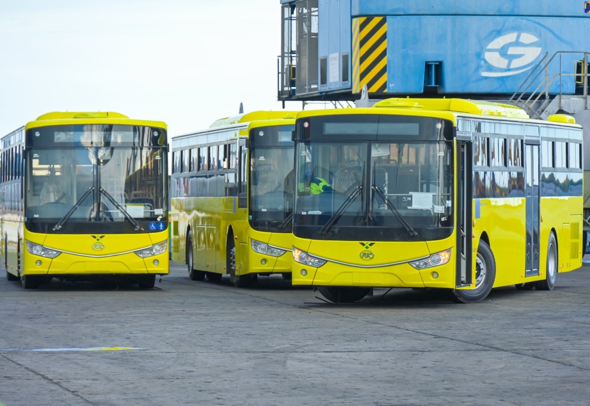 Some of the 50 new Jamaica Urban Transit Company (JUTC) buses, which arrived in the island last August.