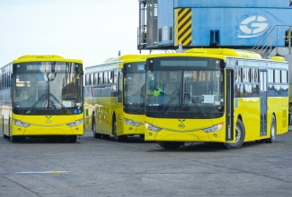 Some of the 50 new Jamaica Urban Transit Company (JUTC) buses, which arrived in the island last August.

