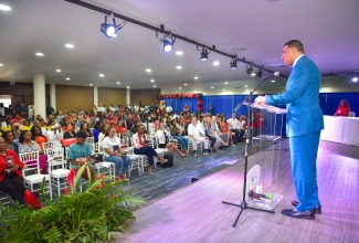 Prime Minister, the Most Hon. Andrew Holness, addresses the 60th annual Jamaica Dental Association conference at Royalton Blue Waters Hotel in Falmouth, Trelawny, on February 14.