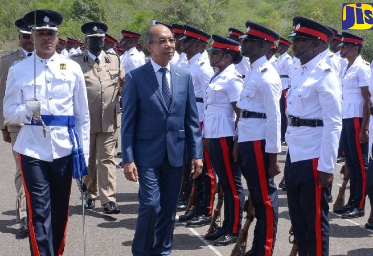 Minister of National Security, Hon. Dr. Horace Chang, inspects new Jamaica Constabulary Force (JCF) recruits at a Passing-Out Parade, Certificate and Awards Ceremony held on June 9, 2023,  at the National Police College of Jamaica (NPCJ) in Twickenham Park, St. Catherine.