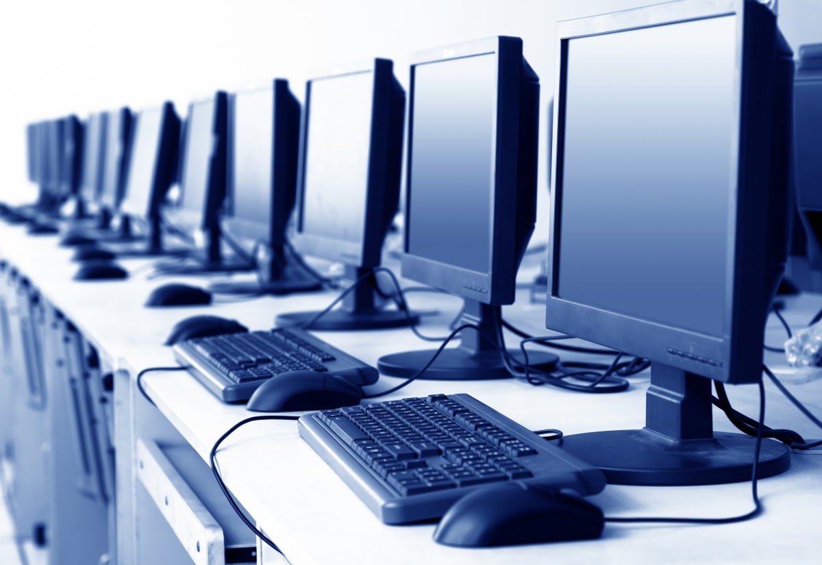 Rows of electronic equipment.