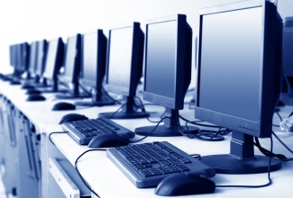 Rows of electronic equipment.