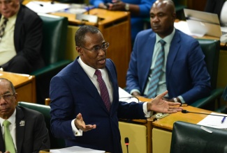 Minister of Finance and the Public Service, Dr. the Hon. Nigel Clarke, delivers his opening presentation of the 2024/25 Budget Debate in the House of Representatives, on Tuesday (March 12).