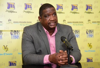 Director General of The Hazardous Substances Regulatory Authority (HSRA), Dr. Cliff Riley, speaking at a Jamaica Information Service (JIS) Think Tank.