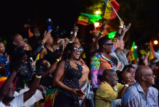 A section of the audience enjoying the musical performances during Bob Marley’s 79th birthday anniversary celebrations held on February 6 at Emancipation Park in St. Andrew.