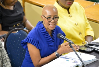 Minister of Education and Youth, Hon. Fayval Williams, addresses Thursday’s (March 7) meeting of the Standing Finance Committee of the House of Representatives.

