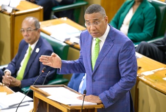 Prime Minister, the Most Hon. Andrew Holness, making his contribution to the 2024/25 Budget Debate in the House of Representatives recently.

