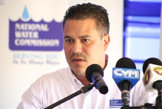 Minister without Portfolio in the Ministry of Economic Growth & Job Creation, Senator the Hon. Matthew Samuda, speaking during the recent ground-breaking ceremony for the $60-million Minard Well Replacement Project in Minard, St. Ann.