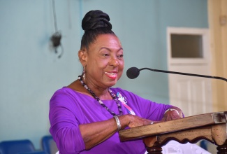 Minister of Culture, Gender, Entertainment and Sport, Hon. Olivia Grange, speaks during the International Women’s Day (IWD) Commemorative Church Service on Sunday (March 3). The service was held at Gregory Park Baptist Church in St Catherine.

