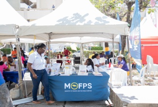 Patrons interact with booth holders at the recent Health and Wellness Fair, organised by the Maritime Authority of Jamaica for persons in the downtown Kingston business district.

