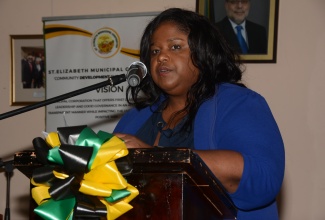 Medical Officer of Health, St. Elizabeth Health Services, Dr. Tonia Dawkins-Beharie, speaks at the monthly meeting of the St. Elizabeth Municipal Corporation, in Black River, on Thursday (March 14).