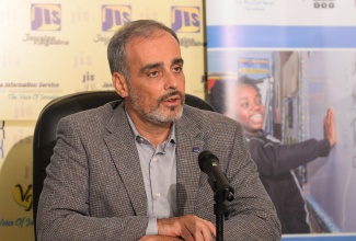 Programme Manager of the European Union Delegation to Jamaica, Luca Lo Conte, speaks at a Jamaica information Service (JIS) Think Tank, on March 14.
