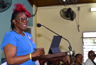 Principal Director of the Bureau of Gender Affairs, Sharon Coburn Robinson, speaks at the International Women’s Day (IWD) Commemorative Church Service, held on Sunday (March 3) at the Gregory Park Baptist Church in St Catherine. The service was held under the local IWD theme ‘Investing in Women and Girls in Leadership to Accelerate Gender Equality, Equity and Socio-economic Empowerment’.


