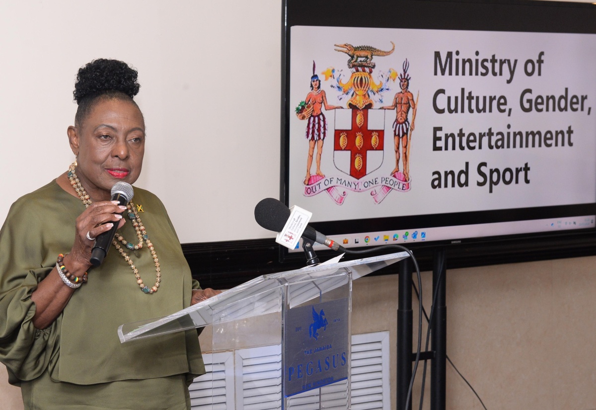 Minister of Culture, Gender, Entertainment and Sport, Hon. Olivia Grange, addresses members of the Independent Anti-Doping Disciplinary Panel and the Anti-Doping Tribunal, at the Jamaica Pegasus Hotel in New Kingston on Thursday (March 21).


