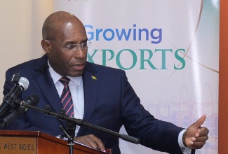 Minister of Industry, Investment and Commerce, Senator the Hon. Aubyn Hill, addresses Thursday’s (February 29) Women Entrepreneurship Support (WES) Project public forum at the University of the West Indies (UWI) Regional Headquarters in St. Andrew.

