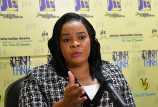 Chief Executive Officer of the Child Protection and Family Services Agency (CPFSA), Laurette Adams-Thomas, addresses a JIS Think Tank, today (March 12).

