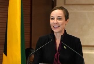 Minister of Foreign Affairs and Foreign Trade, Senator the Hon. Kamina Johnson Smith, addresses a Diplomatic Day event at the Ministry, in downtown Kingston, recently.

