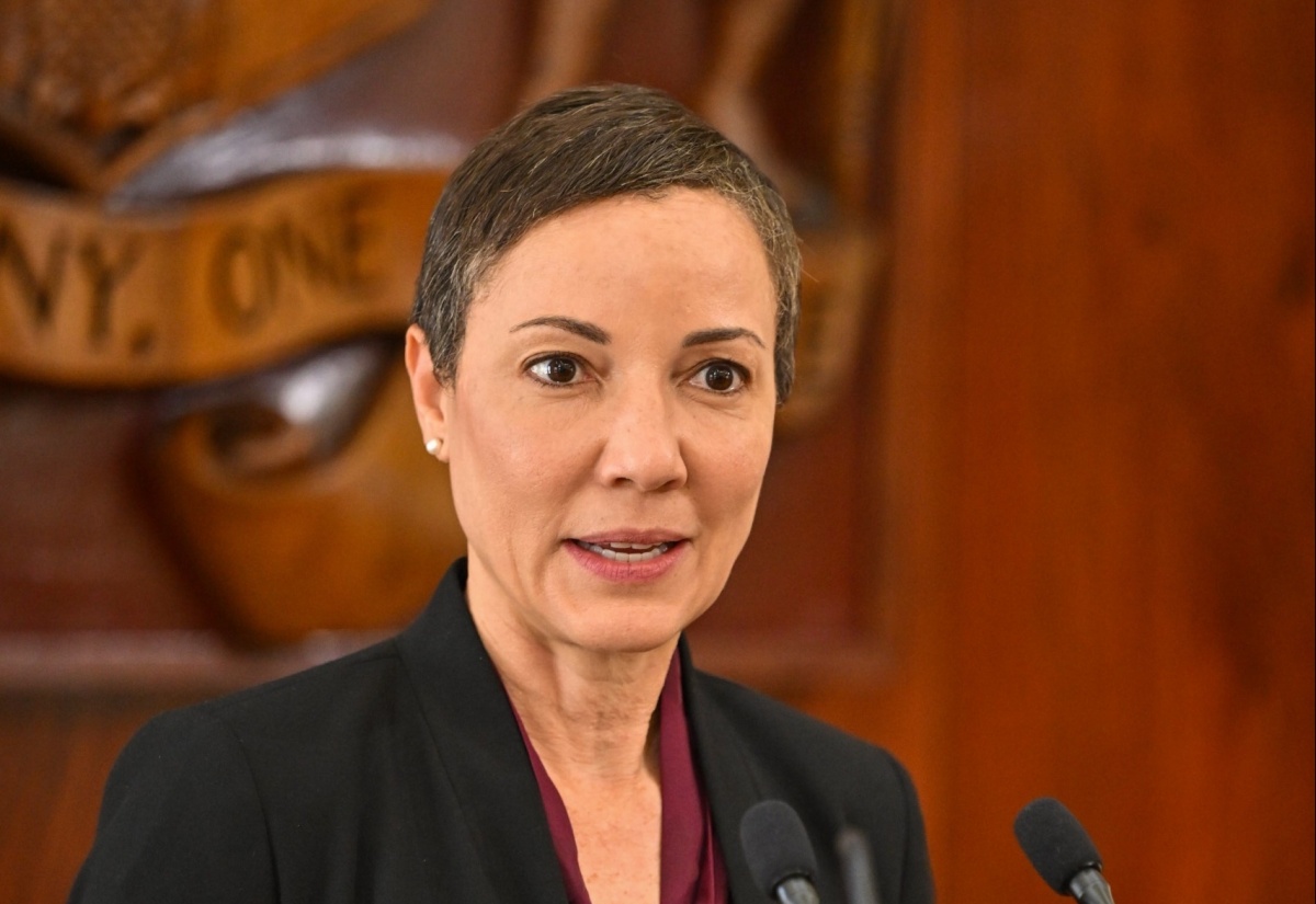Minister of Foreign Affairs and Foreign Trade, Senator the Hon. Kamina Johnson Smith, addressing Wednesday’s (March 13) post-Cabinet press briefing at Jamaica House.

