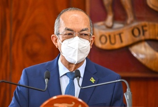 Deputy Prime Minister and Minister of National Security,  Hon. Dr. Horace Chang, addressing Wednesday’s (March 13) post-Cabinet press briefing at Jamaica House.