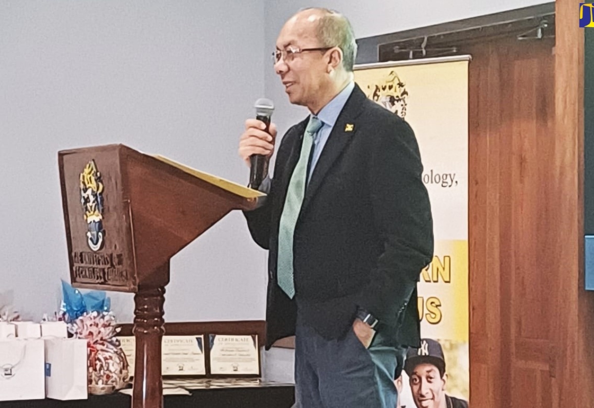 Minister of National Security, Hon. Dr. Horace Chang, addresses the University of Technology (UTech), Western Jamaica Campus Business Conference, held at Sandals Montego Bay in St. James, on April 11.

