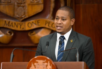 Minister of Agriculture, Fisheries and Mining, Hon. Floyd Green, speaking during Wednesday’s (April 24) post-Cabinet press briefing at Jamaica House.