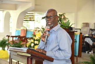 Minister of Local Government and Community Development, Hon. Desmond McKenzie, addresses congregants attending the Kingston and St. Andrew Municipal Corporation (KSAMC) thanksgiving service at Greater Grace Temple in Kingston on Sunday (April 7). The service was held under the theme ‘Working Together – A United KSAMC Serving our Residents and other Stakeholders in Partnership for Bipartisan Development’.

