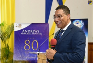 Prime Minister, the Most Hon. Andrew Holness, addresses congregants attending the 80th anniversary thanksgiving church service for the Andrew’s Memorial Hospital on Saturday (April 6). The service was held at Andrew’s Memorial Seventh Day Adventist Church in Kingston.