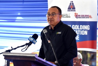Minister of Health and Wellness, Dr. the Hon. Christopehr Tufton, addresses the Sir John Golding Rehabilitation Centre’s 70th anniversary prayer breakfast held at the facility in St. Andrew on Wednesday (April 3).