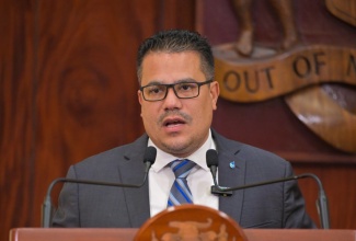 Minister without Portfolio in the Ministry of Economic Growth and Job Creation, Senator the Hon. Matthew Samuda, addressing Wednesday’s (April 10) post-Cabinet press briefing at Jamaica House.