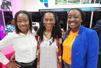 General Manager of Group Operations at Kingston Wharves Limited, Valrie Campbell (left); Superintendent of Pilotage at the Port Authority of Jamaica (PAJ), Dr. Hortense Ross-Innerarity (centre); and Jamaica National Liaison and President of the Women in Maritime Association Caribbean (Jamaica Chapter), Nicole Wickham, at a reception to honour women in the maritime industry held at the Maritime Association of Jamaica (MAJ) in Kingston on May 17.