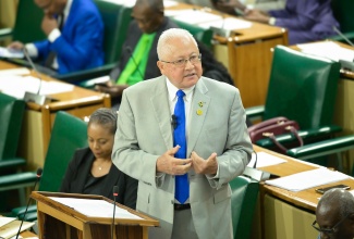 Minister of Justice, Hon. Delroy Chuck, makes his contribution to the 2024/25 Sectoral Debate in the House of Representatives on May 21.

