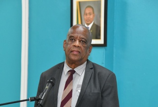Minister of State in the Ministry of Agriculture, Fisheries and Mining, Hon. Franklin Witter, addresses the Cattle Breeders Association’s annual general meeting held recently at the Bodles Research Station in Old Harbour, St. Catherine.