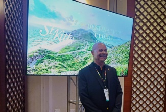 Chief Executive Officer of the St. Kitts Tourism Authority, Ellison Thompson, gives a destination update on St. Kitts and Nevis at a press briefing during the 42nd Caribbean Hotel and Tourism Association (CHTA) Caribbean Travel Marketplace event, held recently at the Montego Bay Convention Centre in St. James
