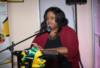 Medical Officer of Health, St. Elizabeth Health Services, Dr. Tonia Dawkins-Beharie, speaks at the monthly meeting of the St. Elizabeth Municipal Corporation in Black River, on Thursday (May 9).

