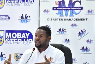 Mayor of Montego Bay, Councillor Richard Vernon, speaking at the Youth Climate Action Fund Programme launch on Thursday (May 30) at the Corporation’s Chambers in Montego Bay.