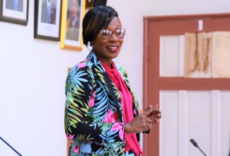 Deputy Mayor of Lucea and Chairman of the Hanover Municipal Corporation’s Public and Civic Affairs Committee, Councillor Andria Dehaney-Grant, provides details about the parish project for Labour Day 2024, during a recent meeting of the committee in Lucea.
