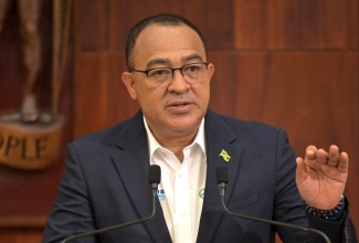 Minister of Health and Wellness, Dr. the Hon. Christopher Tufton, addresses Wednesday’s (May 15) post-Cabinet press briefing at Jamaica House.