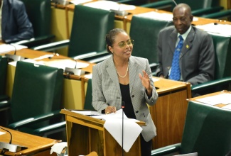 Minister of Legal and Constitutional Affairs, Hon. Marlene Malahoo Forte, makes her contribution to the 2024/25 Sectoral Debate in the House of Representatives on Tuesday (June 11).