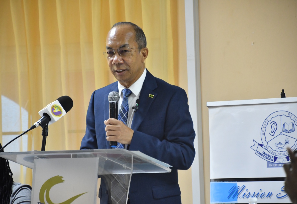 Minister of National Security, Hon. Dr. Horace Chang, addresses the Half-Yearly Conference of the Jamaica Association of Guidance Counsellors in Education (JAGCE), which was held at the Cardiff Hotel and Spa in Runaway Bay, St. Ann, on Tuesday (June 11).