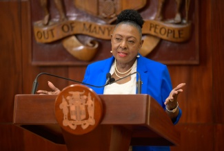 Culture, Gender, Entertainment and Sport Minister, Hon Olivia Grange, speaks at Wednesday’s (June 26) post-Cabinet Press Briefing at Jamaica House.