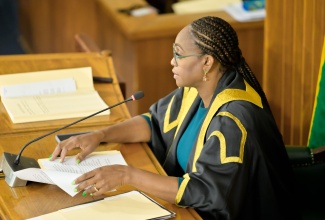Speaker of the House of Representatives, the Most Hon. Juliet Holness, addresses the sitting of the Lower House, recently.